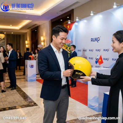 Mũ Bảo Hiểm 3/4 Đầu Không Kính In Logo Quà Tặng Doanh Nghiệp