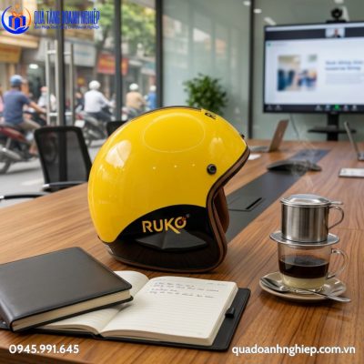 Mũ Bảo Hiểm 3/4 Đầu Không Kính In Logo Quà Tặng Doanh Nghiệp