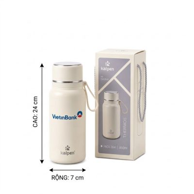Kích thước Bình Giữ Nhiệt In Logo Quà Tặng Ngân Hàng Vietinbank BGNQT-07