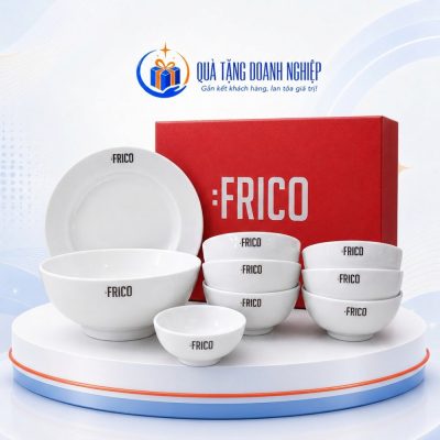 Bộ Bát Đĩa 8 Món Men Trắng In Logo quà tặng Frico BĐQT-02 - Ảnh đại diện