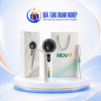 Bộ Giftset Quà Tặng Doanh Nghiệp In Logo Quạt Mini Cầm Tay & Bút Bi