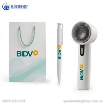 Bộ Giftset Quà Tặng Doanh Nghiệp In Logo Quạt Mini Cầm Tay & Bút Bi