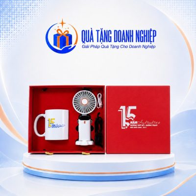 Bộ Giftset Quà Tặng Doanh Nhiệp Ly Sứ & Quạt Mini In Logo