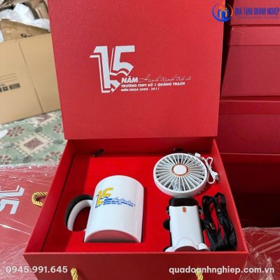 Bộ Giftset Quà Tặng Doanh Nhiệp Ly Sứ & Quạt Mini In Logo