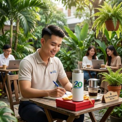 Bình giữ nhiệt trắng chống bám vân tay tỏa hơi ấm