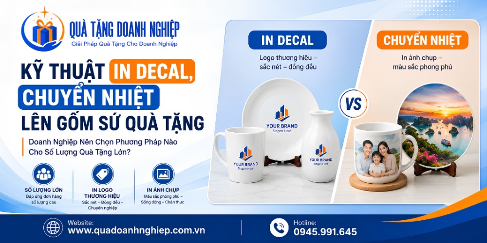 Kỹ thuật in decal và in chuyển nhiệt lên gốm sứ quà tặng