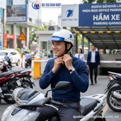 Mũ Bảo Hiểm Nửa Đầu Không Kính In Logo Quà Tặng Doanh Nghiệp