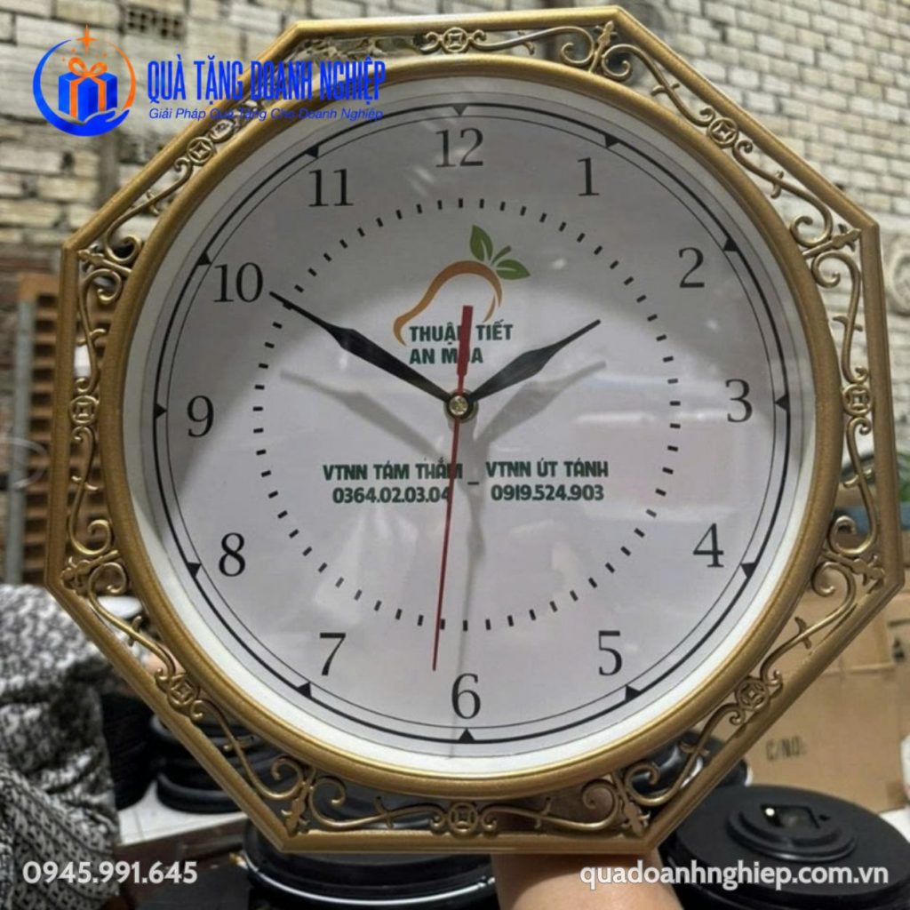 Đồng Hồ Treo Tường Bát Giác In Logo Quà Tặng Doanh Nghiệp