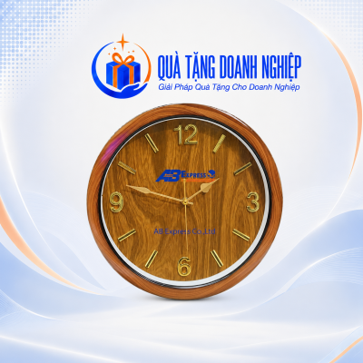 Đồng Hồ Treo Tường Màu Gỗ Số Cọc Quà Tặng Doanh Nghiệp In Logo
