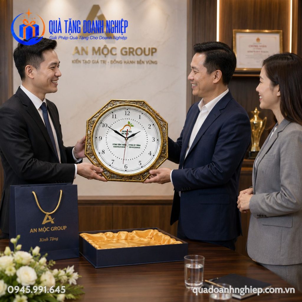 Đồng Hồ Treo Tường Bát Giác In Logo Quà Tặng Doanh Nghiệp