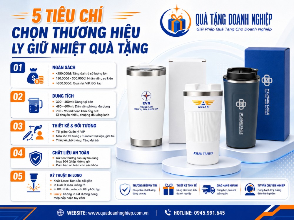 5 tiêu chí lựa chọn thương hiệu cốc giữ nhiệt quà tặng