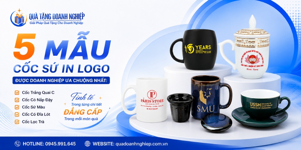 Năm nhóm cốc sứ in logo để doanh nghiệp so sánh