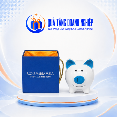 Heo Đất Gốm Sứ In Logo Columbia Asia Quà Tặng Doanh Nghiệp