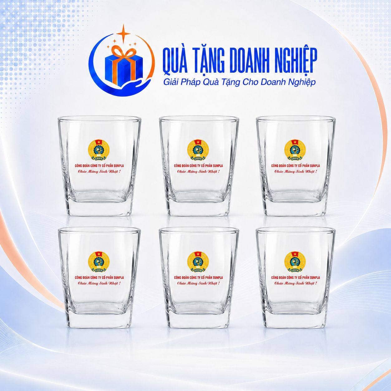 Bộ 6 Cốc Thủy Tinh Ocean In Logo Quà Tặng Doanh Nghiệp 195ml Bộ 6 Cốc Thủy Tinh Ocean In Logo Quà Tặng Doanh Nghiệp 195ml