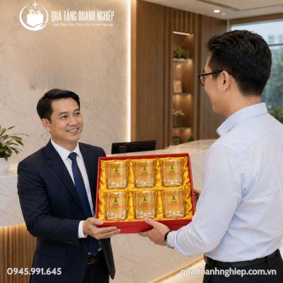 Bộ 6 Cốc Thủy Tinh Ocean In Logo Quà Tặng Doanh Nghiệp 195ml