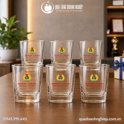 Bộ 6 Cốc Thủy Tinh Ocean In Logo Quà Tặng Doanh Nghiệp 195ml
