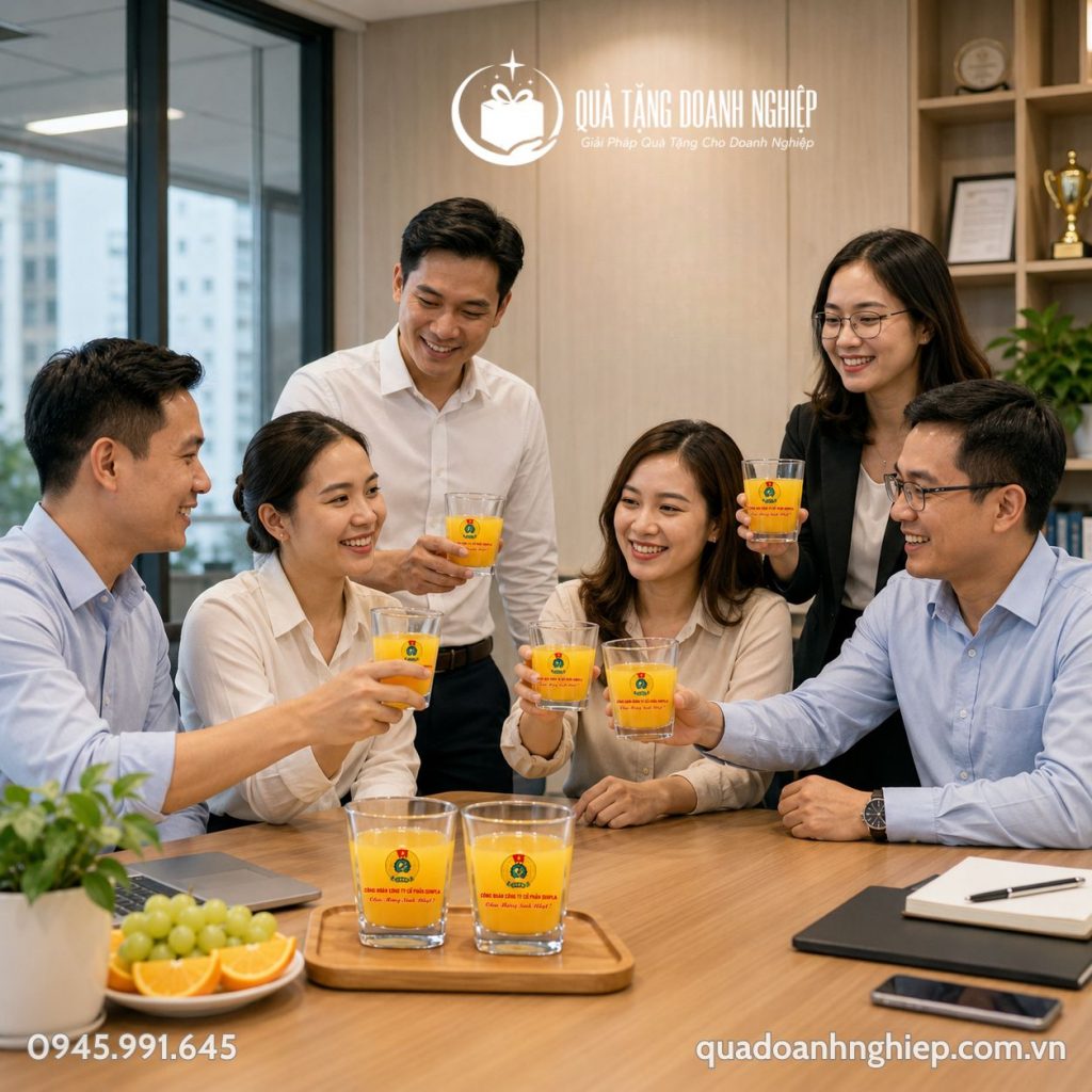 Bộ 6 Cốc Thủy Tinh Ocean In Logo Quà Tặng Doanh Nghiệp 195ml