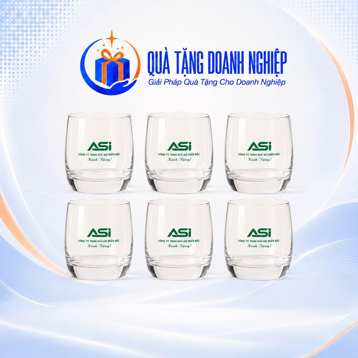 Bộ 6 Ly Thủy Tinh In Logo ASI Quà Tặng Doanh Nghiệp Bộ 6 Ly Thủy Tinh In Logo ASI Quà Tặng Doanh Nghiệp