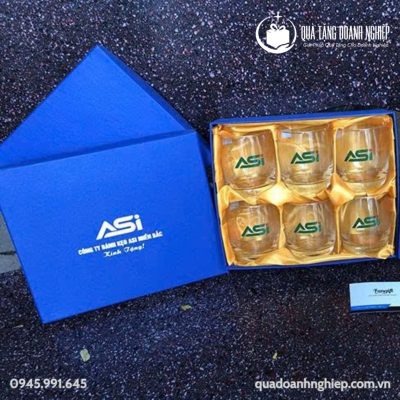 Bộ 6 Ly Thủy Tinh In Logo ASI Quà Tặng Doanh Nghiệp