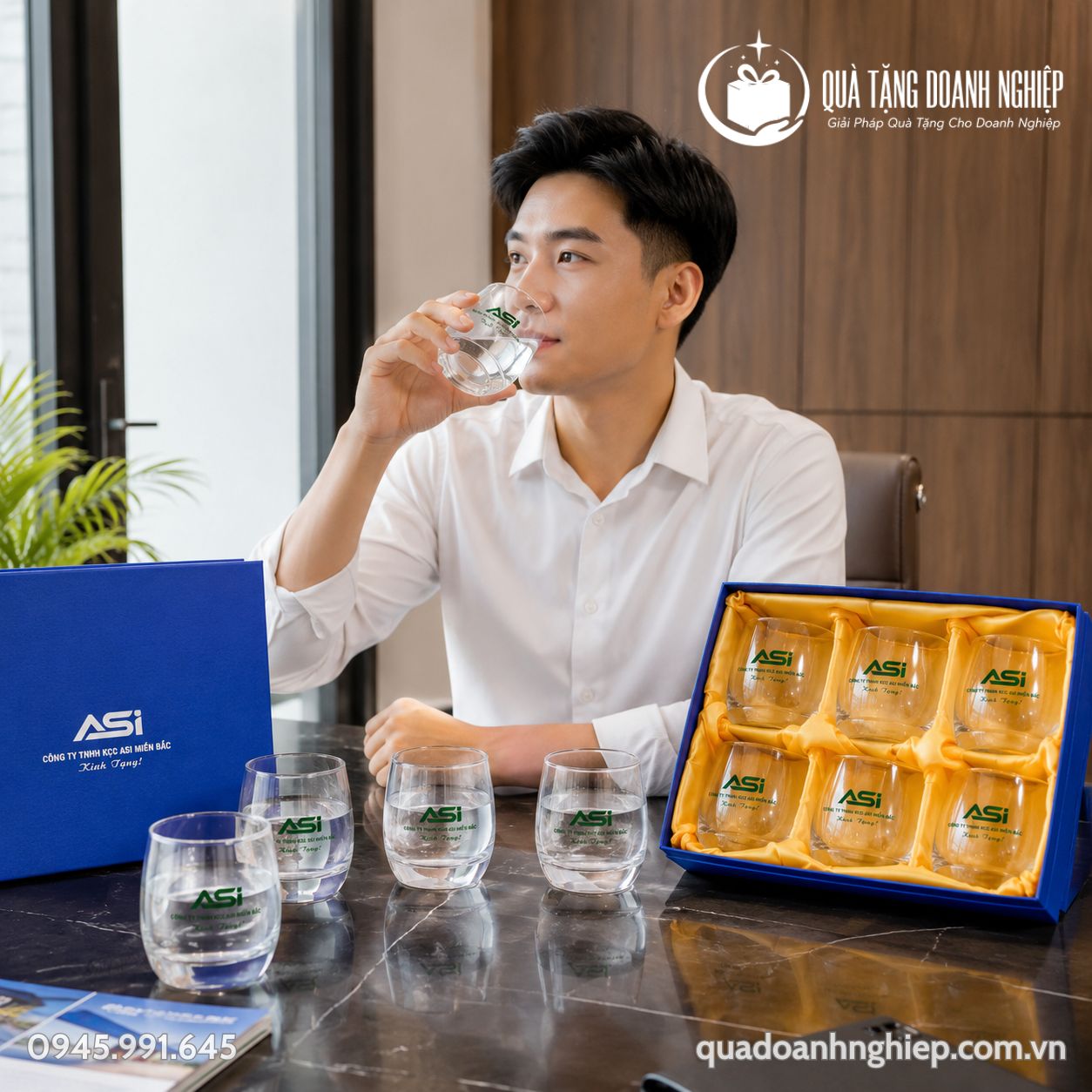 Bộ 6 Ly Thủy Tinh In Logo ASI Quà Tặng Doanh Nghiệp Bộ 6 Ly Thủy Tinh In Logo ASI Quà Tặng Doanh Nghiệp