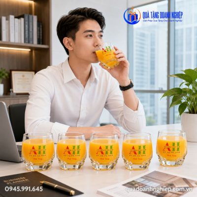 Bộ 6 Ly Thủy Tinh Kim Cương In Logo Quà Tặng Doanh Nghiệp