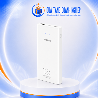 Sạc dự phòng Pisen electrnic library 10000mah model ts d324 màu trắng in logo quà tặng SDP-13