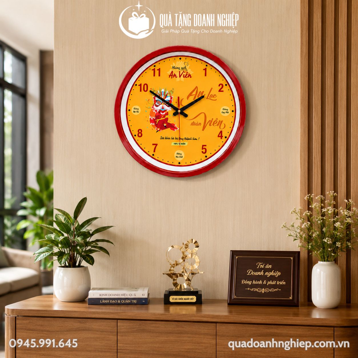 Đồng Hồ Treo Tường Vành Gỗ In Logo Quà Tặng Doanh Nghiệp (5) Đồng Hồ Treo Tường Vành Gỗ In Logo Quà Tặng Doanh Nghiệp