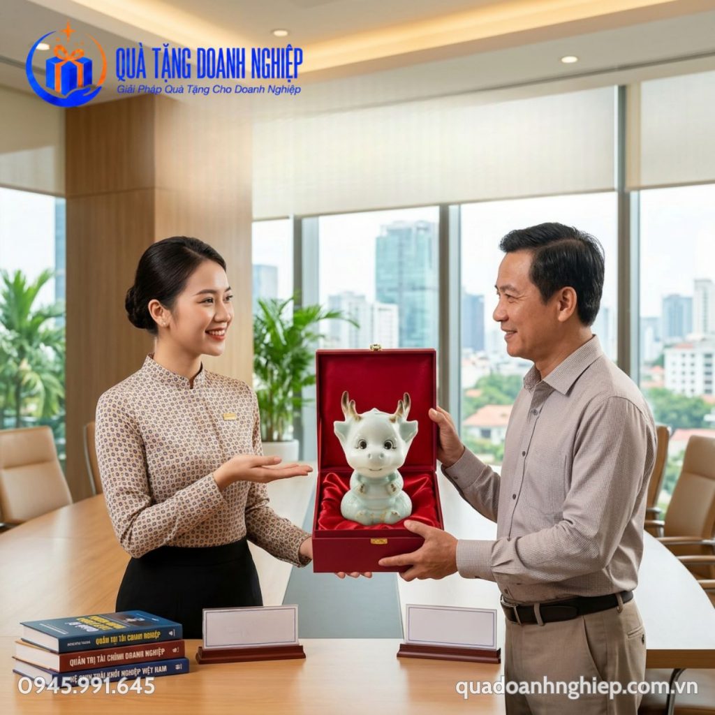 Heo Đất Gốm Sứ Hình Rồng Quà Tặng Doanh Nghiệp In Logo