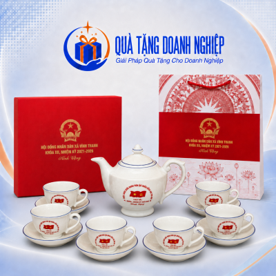 Bộ ấm trà dáng thần đèn in logo quà tặng ACQT-09