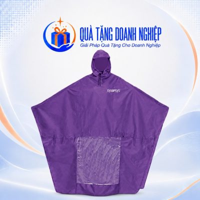 Áo Mưa Cánh Dơi In Logo Vải Dù Vân Tổ Ong Màu Tím Quà Tặng Doanh Nghiệp
