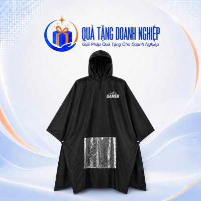 Áo Mưa Cánh Dơi Màu Đen In Logo Quà Tặng Doanh Nghiệp