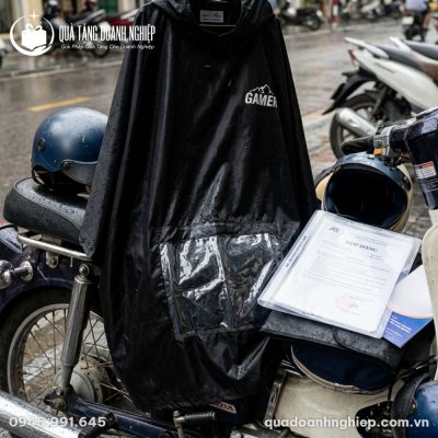 Áo Mưa Cánh Dơi Màu Đen In Logo Quà Tặng Doanh Nghiệp