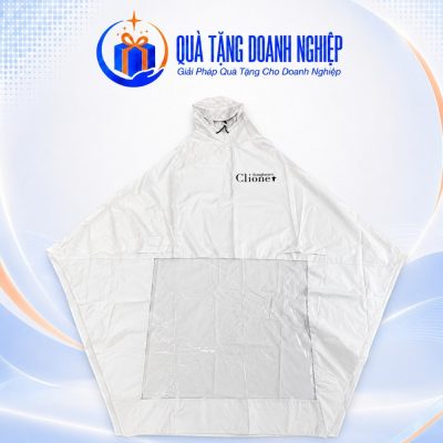 Áo Mưa Cánh Dơi Màu Trắng In Logo Quà Tặng Doanh Nghiệp
