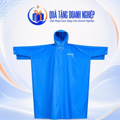 Áo Mưa Cánh Dơi Màu Xanh Dương Quà Tặng Doanh Nghiệp In Logo