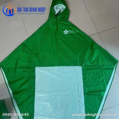 Áo Mưa Cánh Dơi Màu Xanh Lá In Logo Quà Tặng Doanh Nghiệp