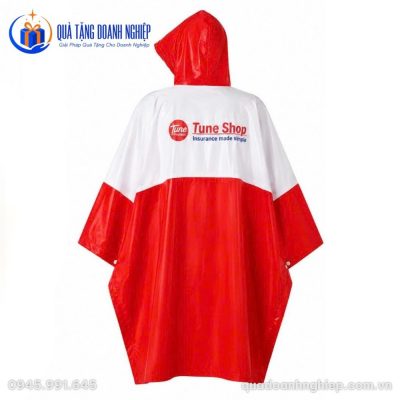 Áo Mưa Cánh Dơi Phối Màu Đỏ Trắng In Logo Quà Tặng Doanh Nghiệp