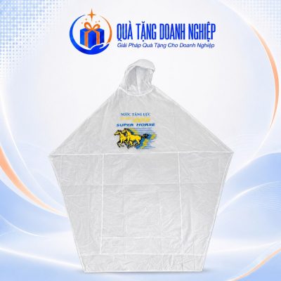 Áo Mưa Cánh Dơi Trắng Đục In Logo Quà Tặng Doanh Nghiệp