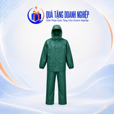 Áo Mưa Đồ Bộ Màu Xanh Lá In Logo Quà Tặng Doanh Nghiệp