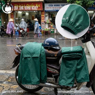 Áo Mưa Đồ Bộ Màu Xanh Lá In Logo Quà Tặng Doanh Nghiệp