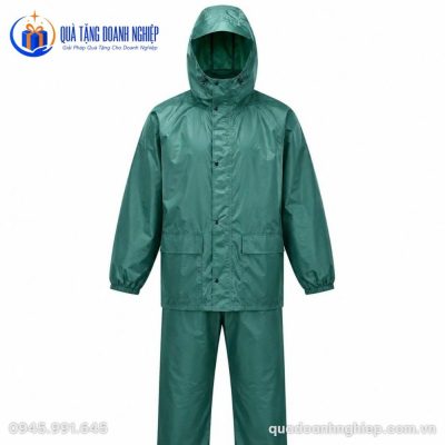 Áo Mưa Đồ Bộ Màu Xanh Lá In Logo Quà Tặng Doanh Nghiệp