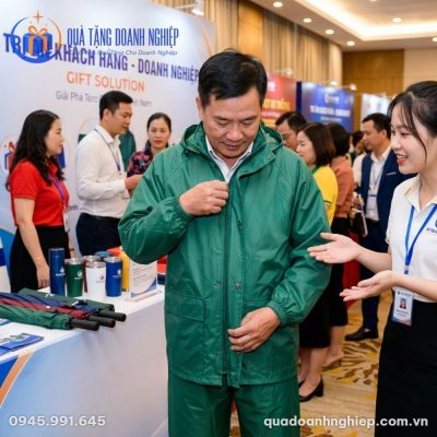 Áo Mưa Đồ Bộ Màu Xanh Lá In Logo Quà Tặng Doanh Nghiệp