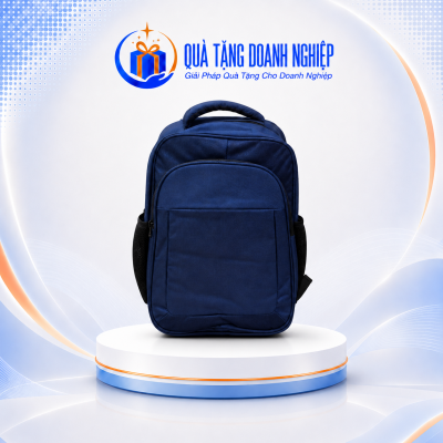 Balo công sở thêu vải 900PU màu xanh dương in logo quà tặng BLQT-09
