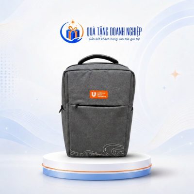 Balo đựng laptop vải 900PU chống xốc màu xám in logo quà tặng BLQT-06 - Ảnh đại diện
