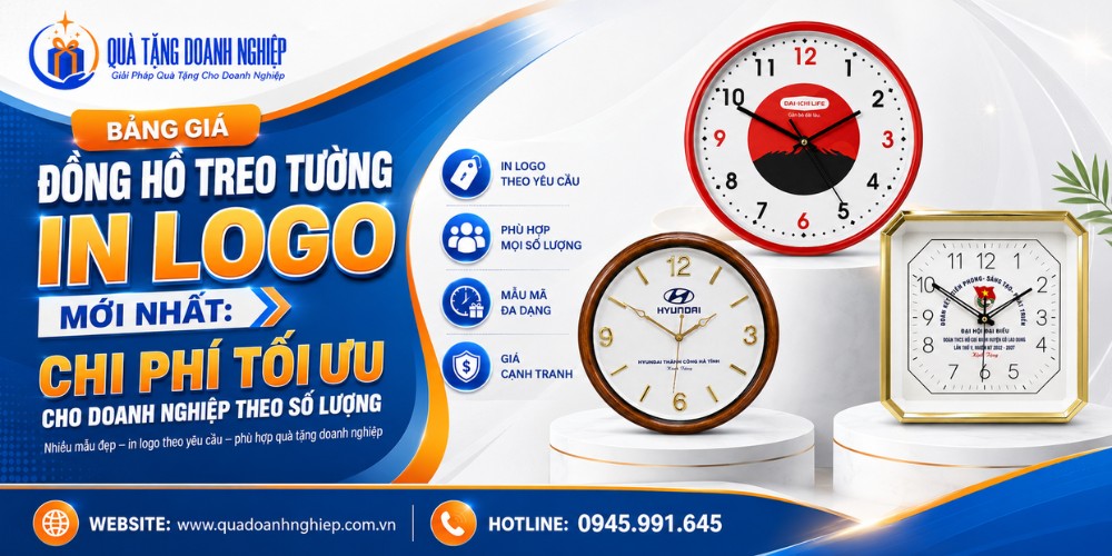 Bảng giá đồng hồ treo tường in logo mới nhất