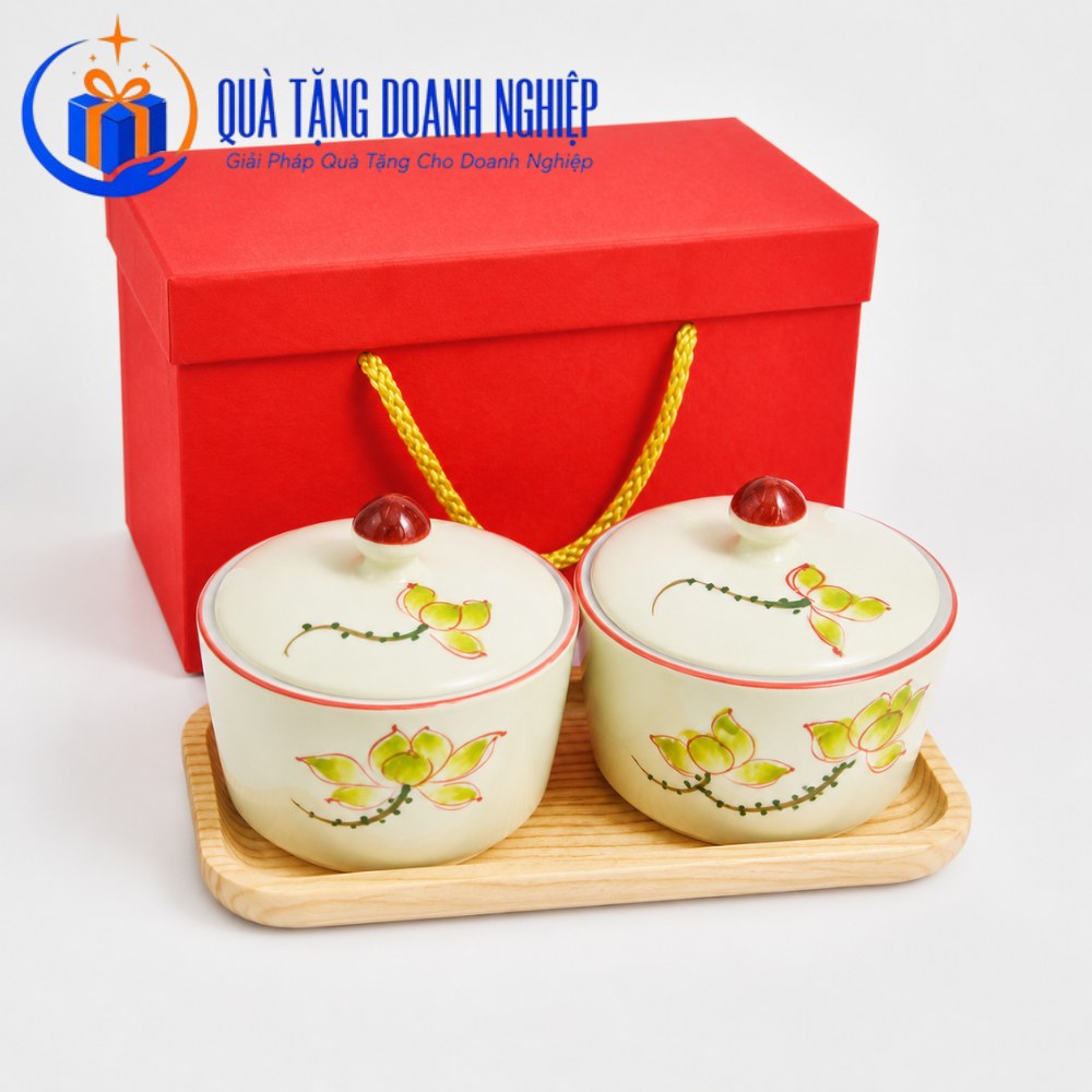 Bộ khay mứt, hũ mứt in logo quà tặng