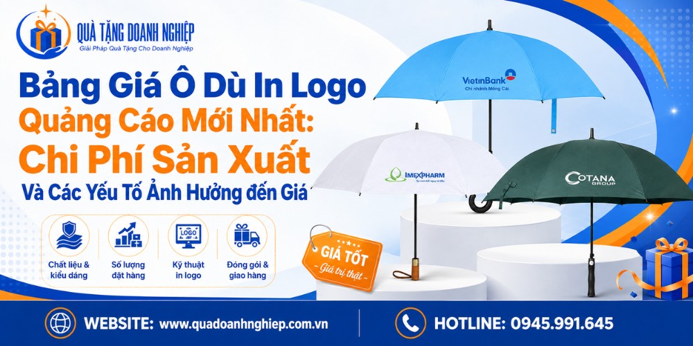 Cập nhật bảng giá ô dù quà tặng in logo số lượng lớn mới nhất