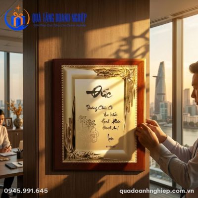 Bảng Vinh Danh Khung Gỗ In Logo Thư Pháp Tri Ân Quà Tặng Doanh Nghiệp