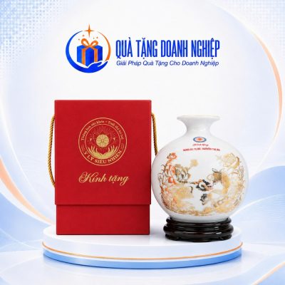 Bình Hút Lộc In Logo Kim Song Ngư Cát Tường Quà Tặng Doanh Nghiệp
