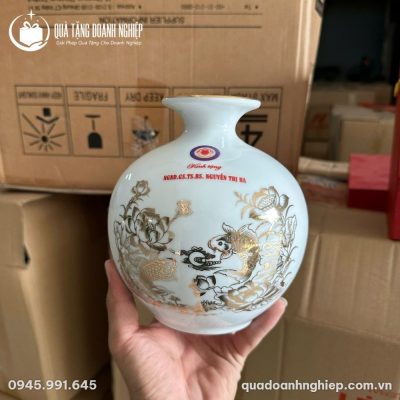Bình Hút Lộc In Logo Kim Song Ngư Cát Tường Quà Tặng Doanh Nghiệp