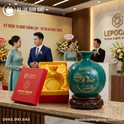 Bình Hút Lộc Men Ngọc Lục Bảo In Logo Quà Tặng Doanh Nghiệp